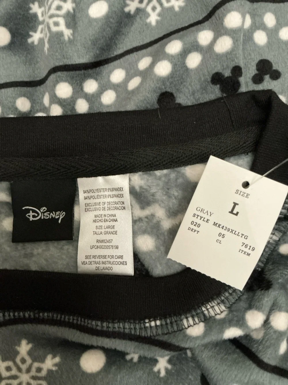 Disney, Pajama Set, Size Large, Gray, White & Black, Soft Plush - Picture 4 of 11
